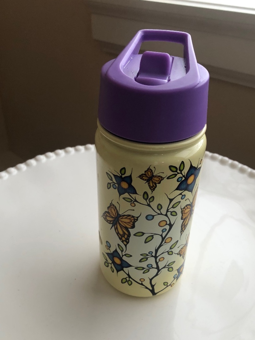 Butterfly water bottle Emily Kewageshig design stainless steel